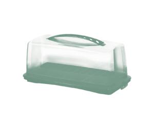 rechteckige Kuchenbox, transparente Haube mit Griff, leicht zu transportieren, sicher verschließbar, made in Switzerland